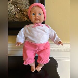 vintage 1998 Cititoy Baby Doll BS098 with pink and white outfit and hat . Mint
